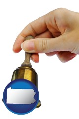 pennsylvania map icon and a bell being rung for the maid or the butler